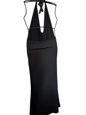 SHEIN Tall Black Cowl Neck Halter Maxi Dress Ruched Size Large thumbnail 3