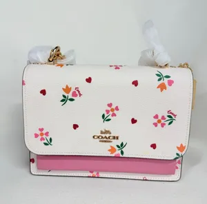 Coach Klare with Heart Print Gold/Chalk Leather Cross Body Bag C7596 thumbnail 1