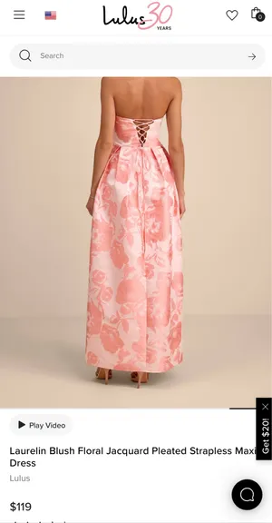 NWT Lulus Laurelin Blush Floral Jacquard Pleated Strapless Maxi Dress | Size S thumbnail 6