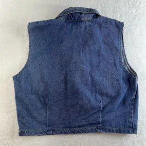 Vtg A-Class M Medium Jean Denim Vest‎ Collar Sleeveless Y2K 2000s Grunge Women’s thumbnail 8