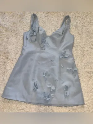 NEW ACLER Eskett 3D Floral Appliqué blue star Minidress Sz 12 thumbnail 6