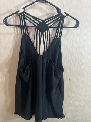 Tempted Black Strappy Back V-Neck Camisole Blouse Size 2X thumbnail 3