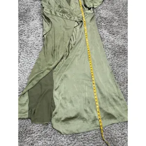 Six Stories Sage Green Satin Wrap Maxi Dress Women UK 22 Flutter Sleeve NWT $199 thumbnail 15