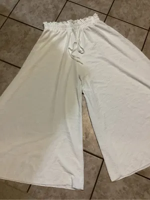 Wide Leg Women's Palazzo Pants - White thumbnail 2