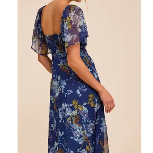NEW Lulus Valla Navy Blue Sweet Floral Flutter Sleeve A-Line Midi Dress XXL thumbnail 5