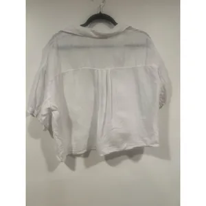 ZARA Womens Minimalist Cotton Linen Cropped Top M thumbnail 6