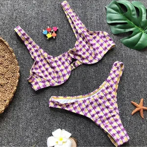 Lydia purple checked cheeky swimsuits Size L thumbnail 4