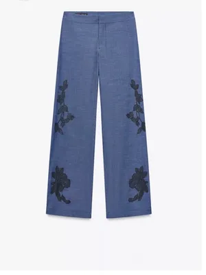 Zara wide floral pants thumbnail 4