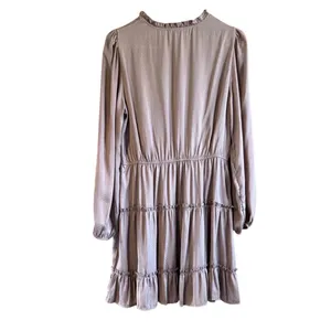 Blu Pepper Dress Jrs Size Large Brown Dotted‎ Tiered Ruffle Long Sleeve V Neck thumbnail 10