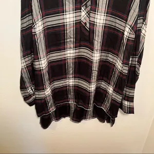 Alexander Jordan Womens Plus‎ Sz 1X Half Button Plaid Shirt Black Green Long Slv thumbnail 4