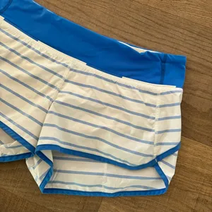 lululemon blue white striped speed shorts thumbnail 4