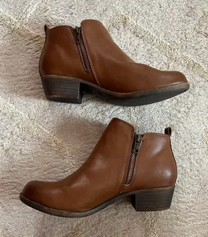 Caramel Brown Leather Ankle Boots Dunes Size 8 thumbnail 1