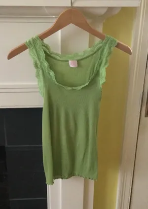 Angels Vintage Y2K Ribbed Lace Green Tank - Sz Medium thumbnail 3