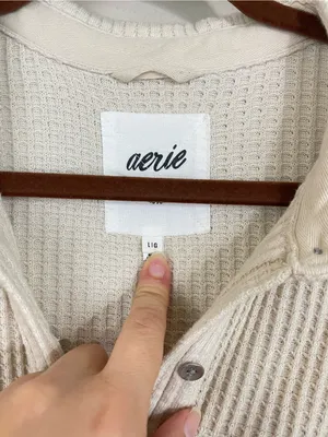 Aerie Anytime Fave‎ Waffle Shirt Cabe Batter Oversized Shacket Size Large thumbnail 4