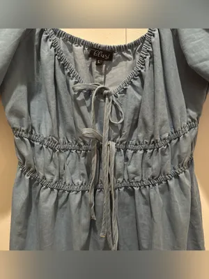 Hint of Blush Tiered Denim Midi Dress Sz L thumbnail 3