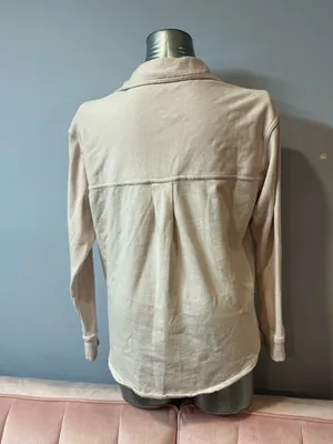 Beach Lunch Lounge Collection Beige Fleece Shacket Snap Shirt Jacket Size XS NWT thumbnail 3