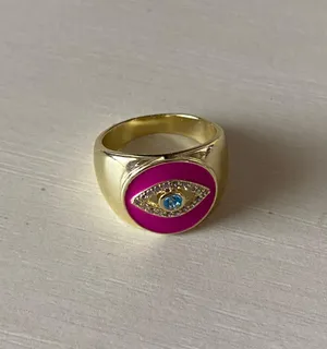 Urban Outfitters NWOT chunky gold evil eye rhinestone ring thumbnail 1