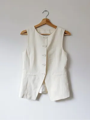 Nordstrom Women’s Cutaway Linen Vest Ivory Tofu thumbnail 4