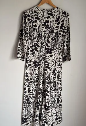 BA&SH Olga Abstract-print midi Dress In Ecru thumbnail 4