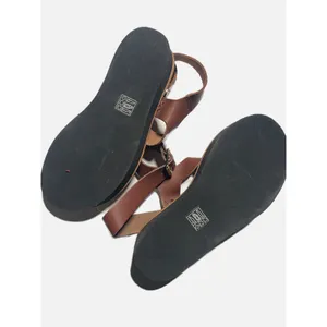 Free People Platform Sandals Womens 6 Brown Leather Knotted Toe Boho Flatform thumbnail 6