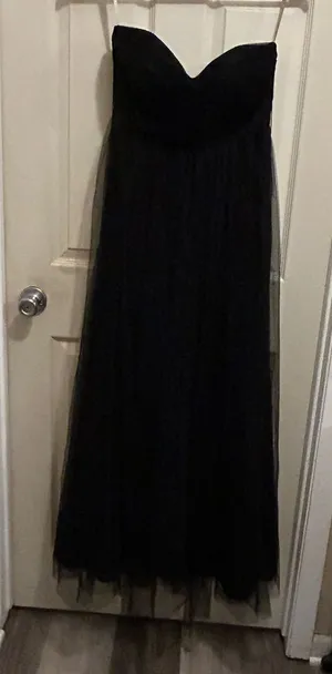 Jenny Yoo Black Strapless Evening Gown - sparkly black maxi dress - size 8 thumbnail 1