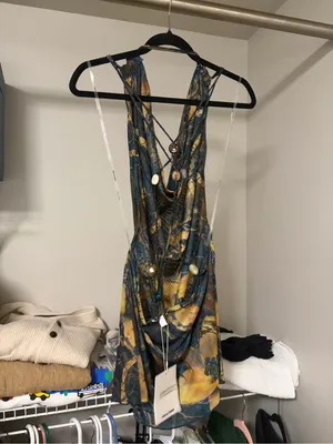 Jaded London revolve going out strappy black printed plunge dress size US 10 NWT thumbnail 8