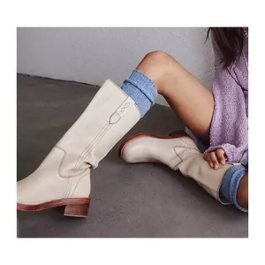 Free people Blaze Parchment Leather Block Heel Knee Boots SZ 6 NEW thumbnail 6
