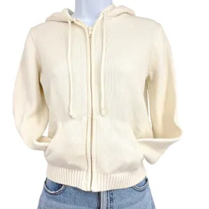 Brandy Melville Alana Knit Sweater Women XS/S Cream Hoodie Full Zip Cotton thumbnail 5