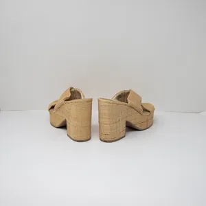 Dolce Vita Eliana Woven Platform Open Toe Slip On Sandals Shoes Beige Raffia 8 thumbnail 3