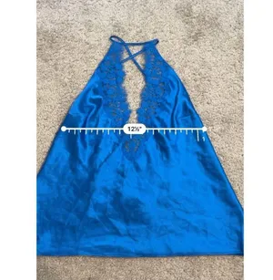 Victoria's Secret Women’s Satin & Lace Blue Top. Size medium thumbnail 6