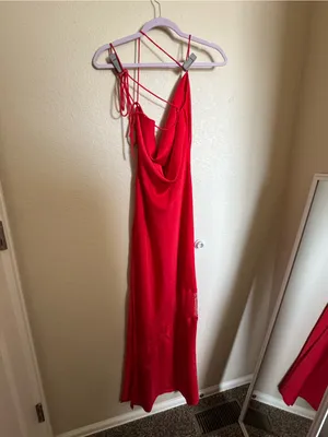 Meshki Chandra Lace Satin Maxi Red Dress Size Small‎ NEW romantic satin strappy thumbnail 7