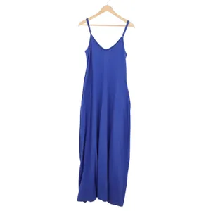 Royal Blue V-Neck Maxi Slip Dress Sleeveless Adjustable Straps Size S thumbnail 3