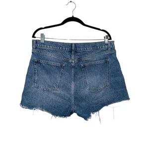 Reformation Shorts Denim High Rise Button Fly Cut Off Sz 31 Blue Distressed‎ thumbnail 2