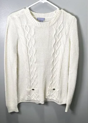 Laura Scott Women's‎ Vintage Ivory Knit Sweater Gilmore Girls Y2K Size Large thumbnail 1