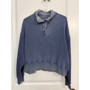 American Eagle Blue Mineral Wash Snap Collar Pullover M thumbnail 3
