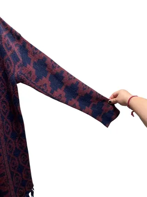 Caslon Southwestern Print Fringe Cardigan Navy Blue Size L Western Coastal Boho thumbnail 9
