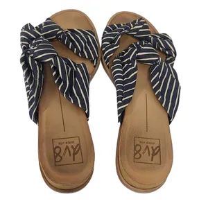 DV8 Dolce Vita Navy White Striped Knot Slide Wedge Sandals Size 9 thumbnail 4