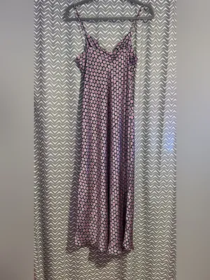 Zara | Pink and Black Daisy Print Satin Maxi Slip Dress, Small thumbnail 5