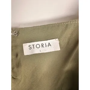 Storia Babydoll Dress Women L Olive Green Clip Dot Puff Sleeve fairy JD2443AD thumbnail 5