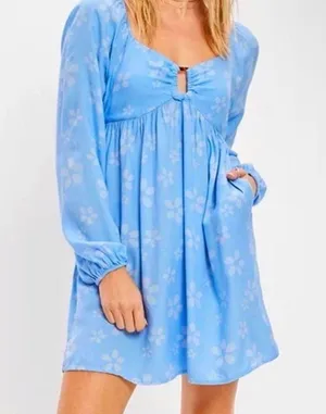 American Eagle Daisy Floral Front Chest Cutout Hardware Pockets Mini Dress L thumbnail 2