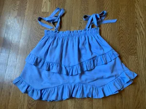 Light Blue Tie shoulder tiered tops size M thumbnail 6