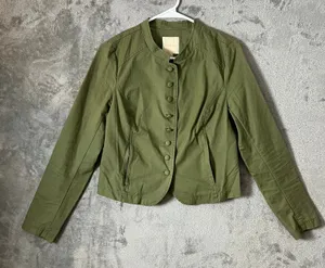 ModCloth Military Inspired Olive Green Button Jacket‎ Structured Fit Size Small thumbnail 1