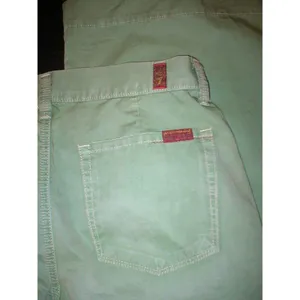 New 7 for All Mankind Jeans Green Pants Womens 26 29 X 33 Tall Wide Leg Light thumbnail 6