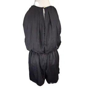 Massimo Dutti Pleated Romper Womens‎ M Black Drawstring Waist Minimalist thumbnail 4