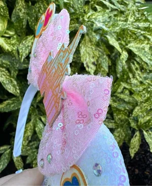 NEW Mouse Ear Headband Sequin/Glitter/Rhinestone Disney Style Balloons & Castle thumbnail 3