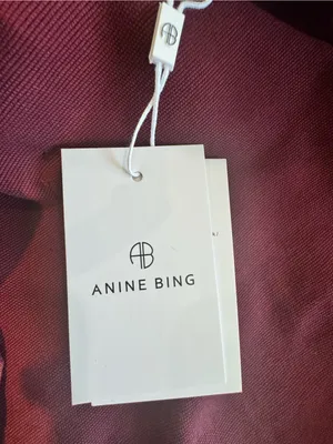 NWT ANINE BING Leo Canvas Tote Collegiate Fig Burgundy Bag thumbnail 8
