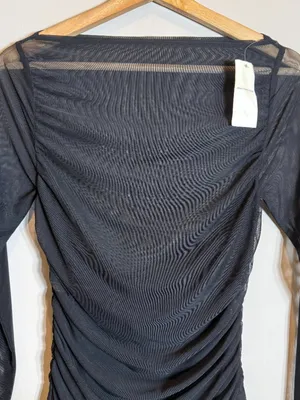 Abercrombie & Fitch Mesh Draped Bodysuit Women's Small Black Sheer Going Out NWT thumbnail 7