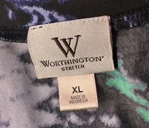 Worthington X-Large Top Abstract V-Neck Knotted Front Stretch Elbow Sleeve Multi thumbnail 7