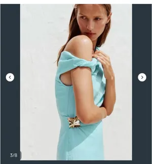 Zara Light Aqua Sheath Dress with Side Drape thumbnail 6