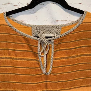 Orange Striped Women's Prana Mistico Short Sleeve Top Guaze Cotton Medium thumbnail 2